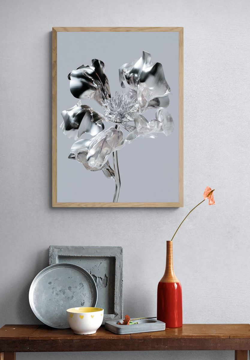 Metallic Flower Sculpture Poster. — room view 3