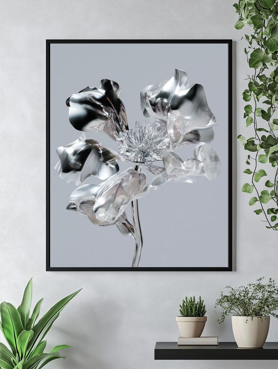 Metallic Flower Sculpture Poster. — room view 4