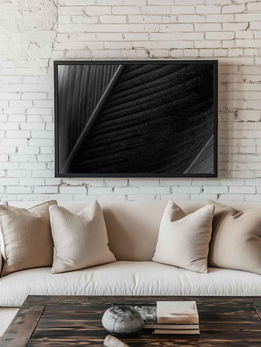 Monochrome Feather Texture Poster. — room view 1