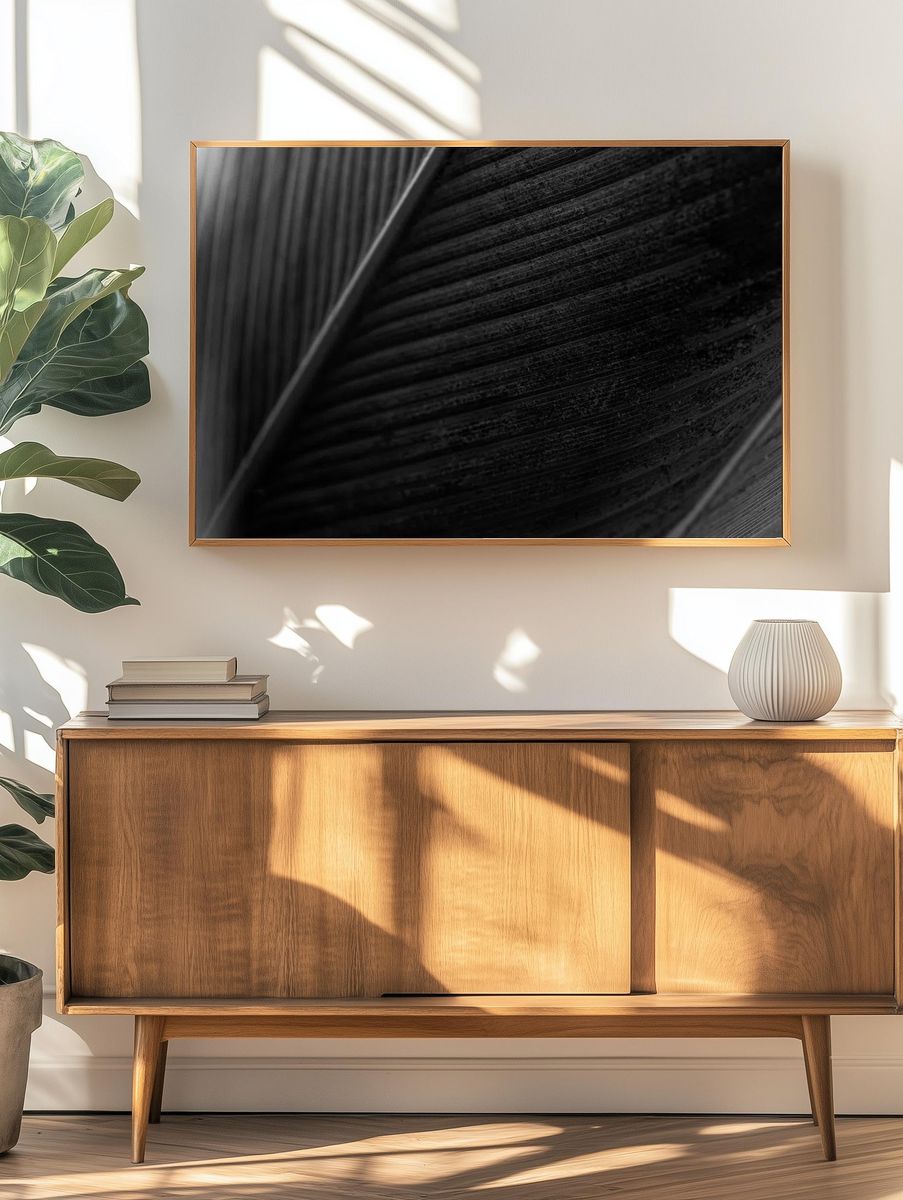 Monochrome Feather Texture Poster. — room view 3