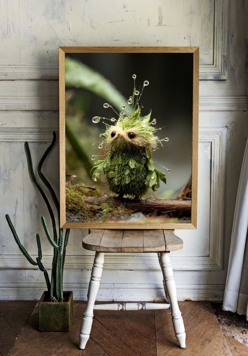 Whimsical Moss Creature — Illustration Print. — room view 1