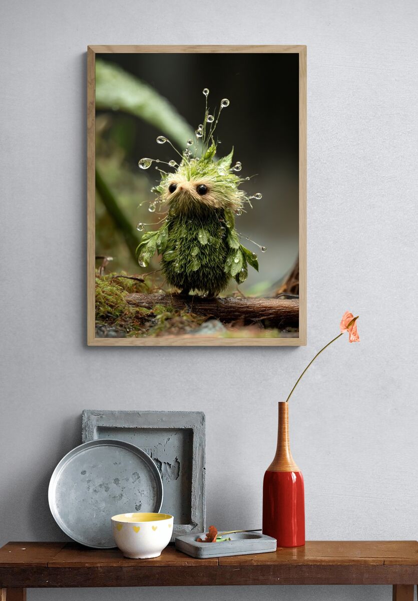 Whimsical Moss Creature — Illustration Print. — room view 3