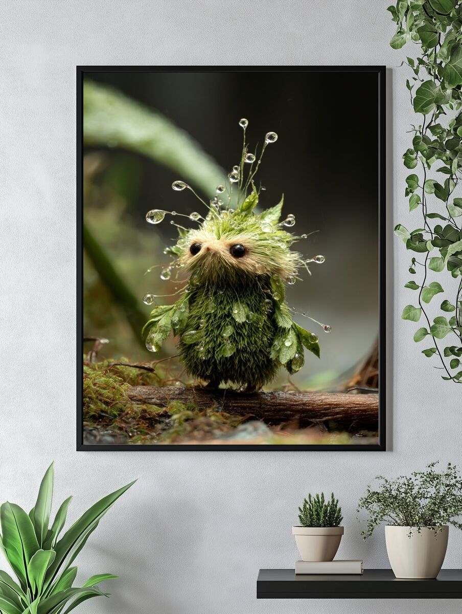 Whimsical Moss Creature — Illustration Print. — room view 4