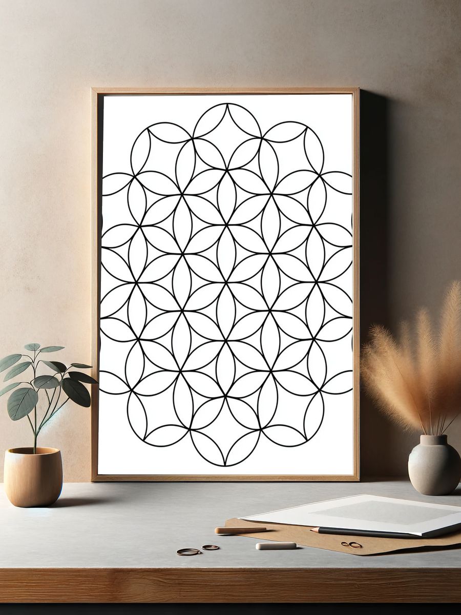 Sacred Geometry Flower of Life Print. — room view 2
