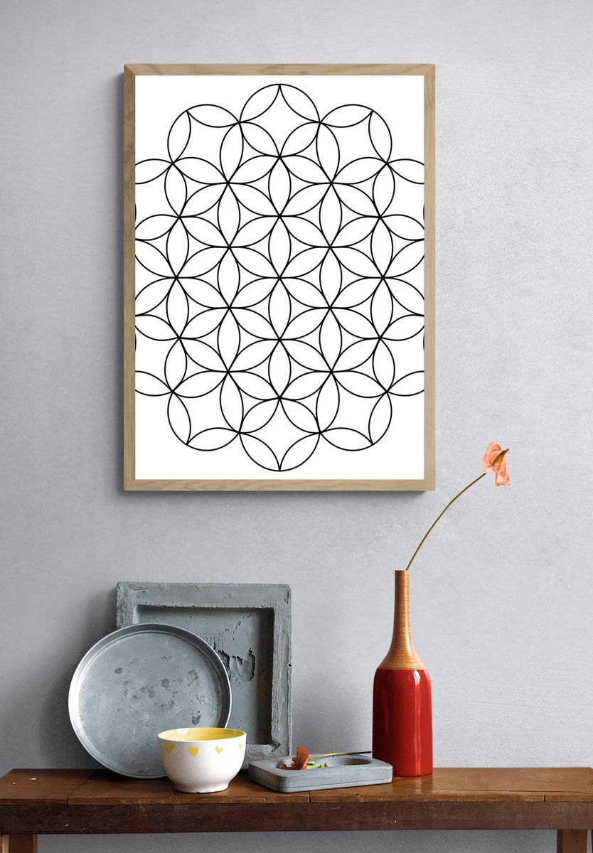 Sacred Geometry Flower of Life Print. — room view 3