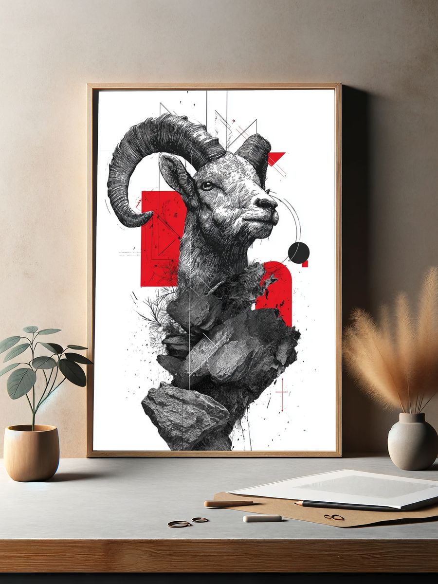 Mountain Goat — Illustration Print. — room view 2