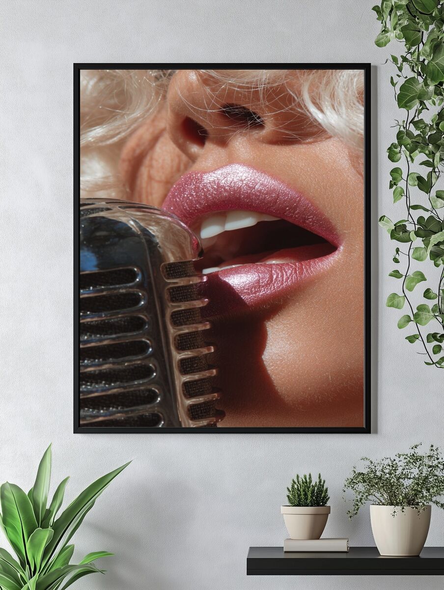 Vintage Microphone Glamour Poster. — room view 4