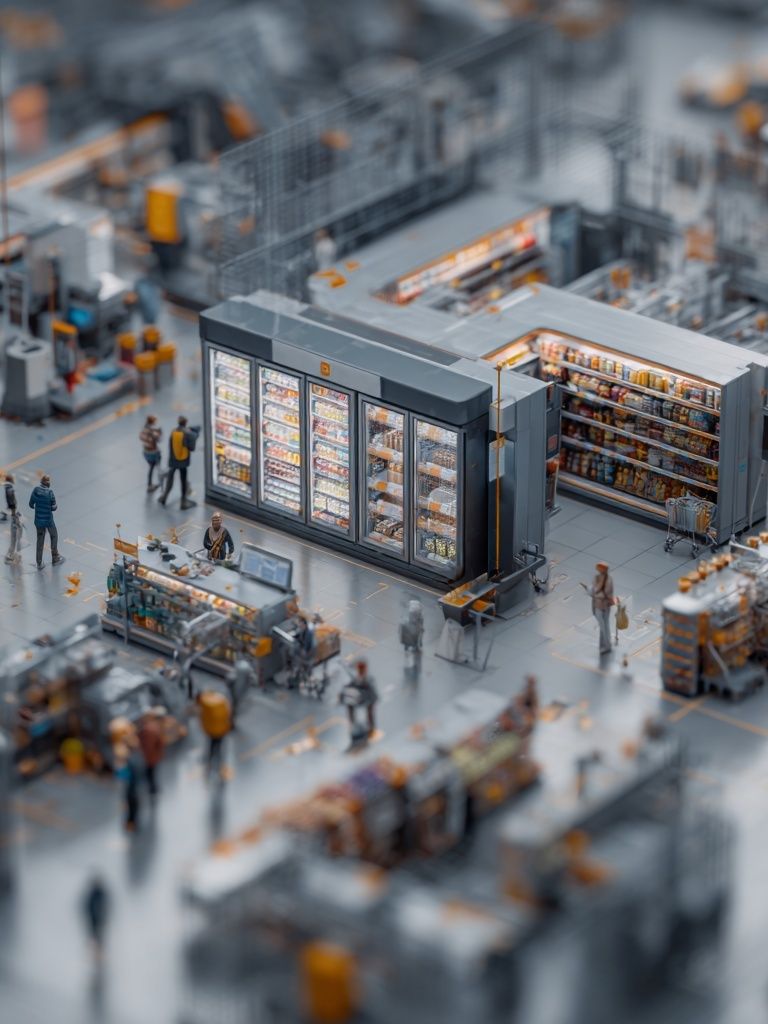 Miniature Grocery Store Scene — Illustration Print. poster — illustration art