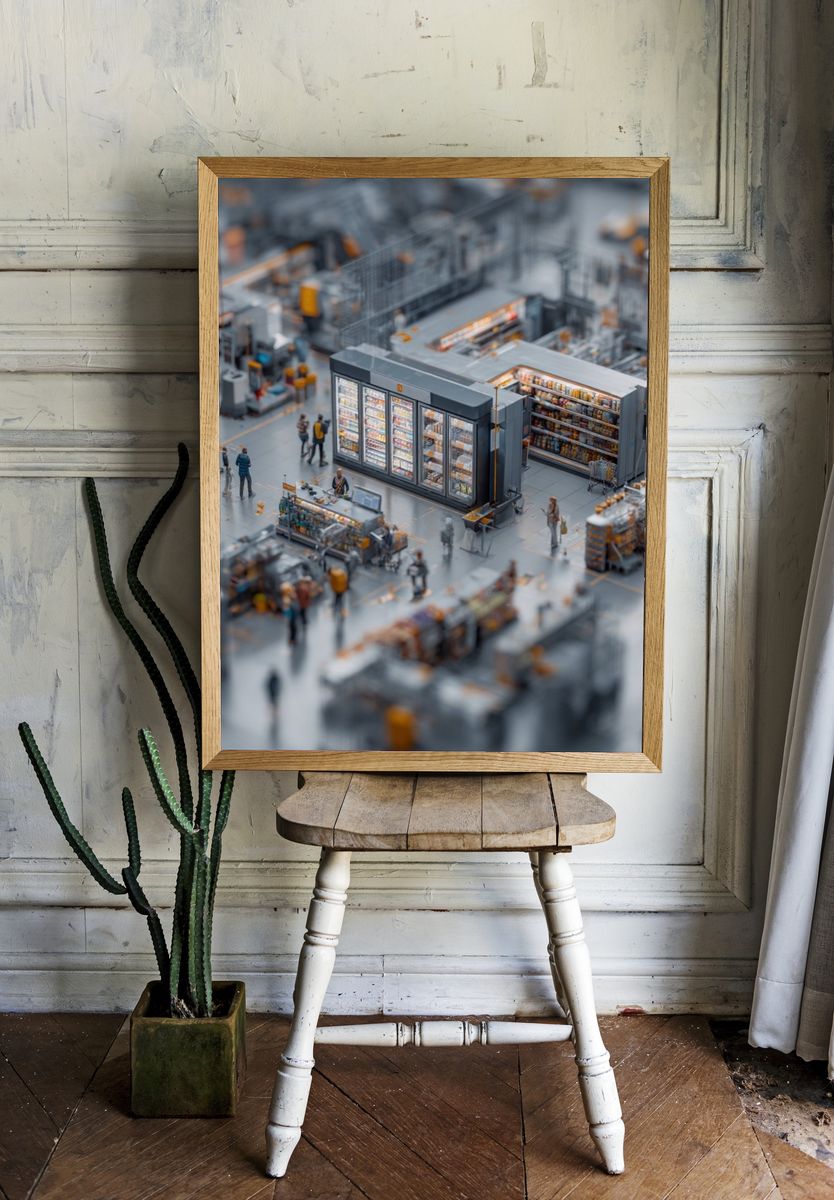 Miniature Grocery Store Scene — Illustration Print. — room view 1