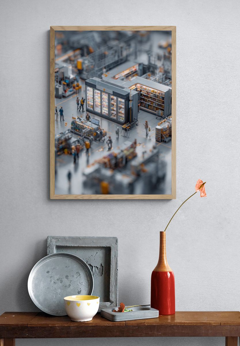 Miniature Grocery Store Scene — Illustration Print. — room view 3