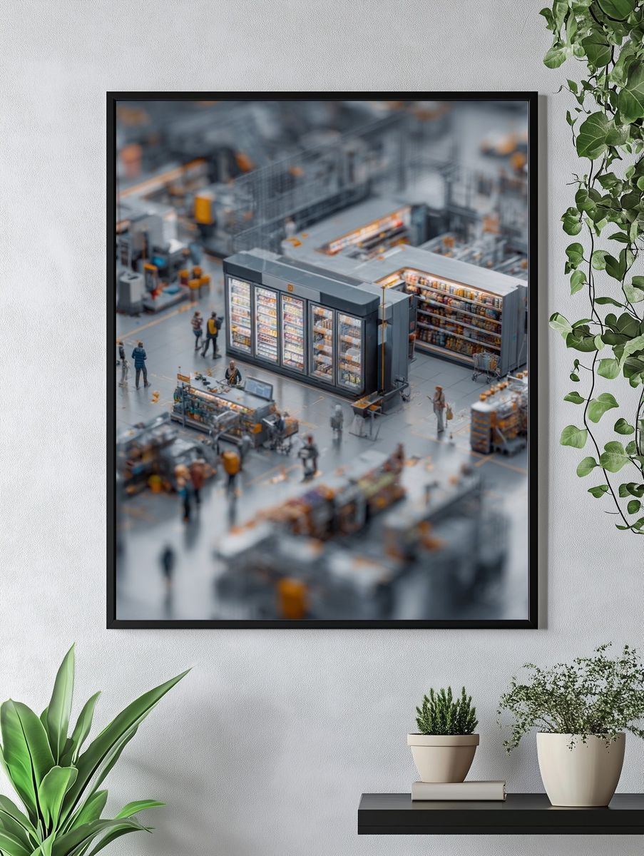 Miniature Grocery Store Scene — Illustration Print. — room view 4