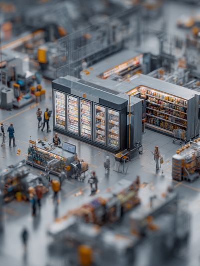Miniature Grocery Store Scene — Illustration Print. poster print