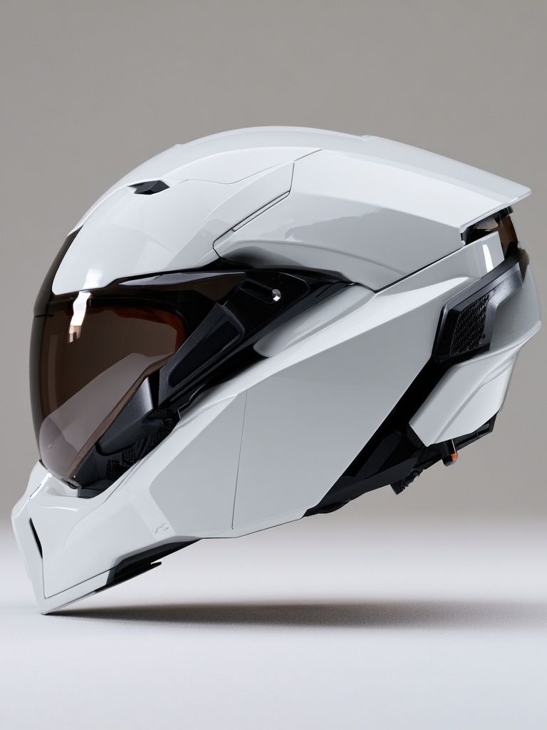 Futuristic Motorcycle Helmet Photography Poster. poster detail