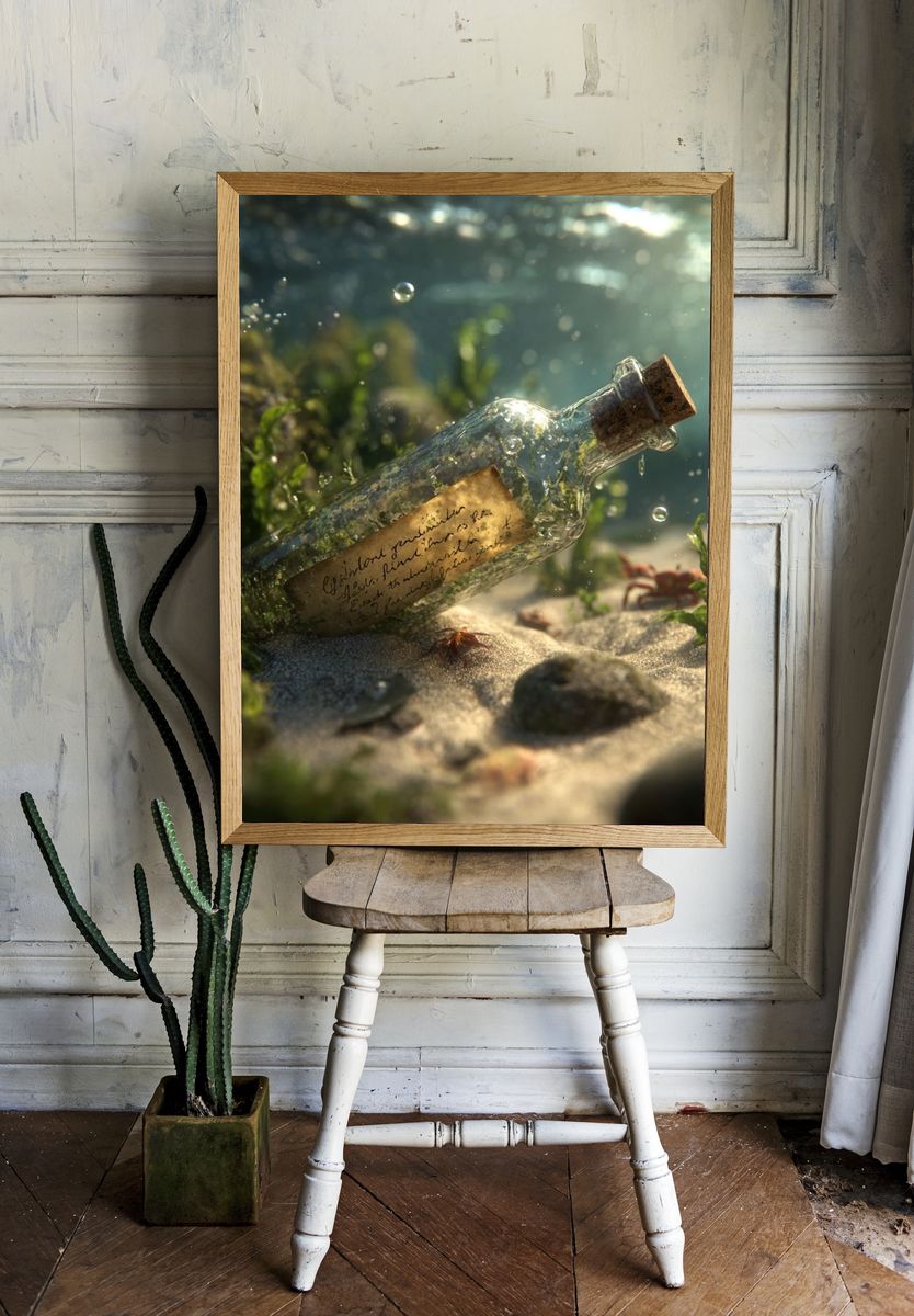 Message in a Bottle — Underwater Photography Print. — room view 1