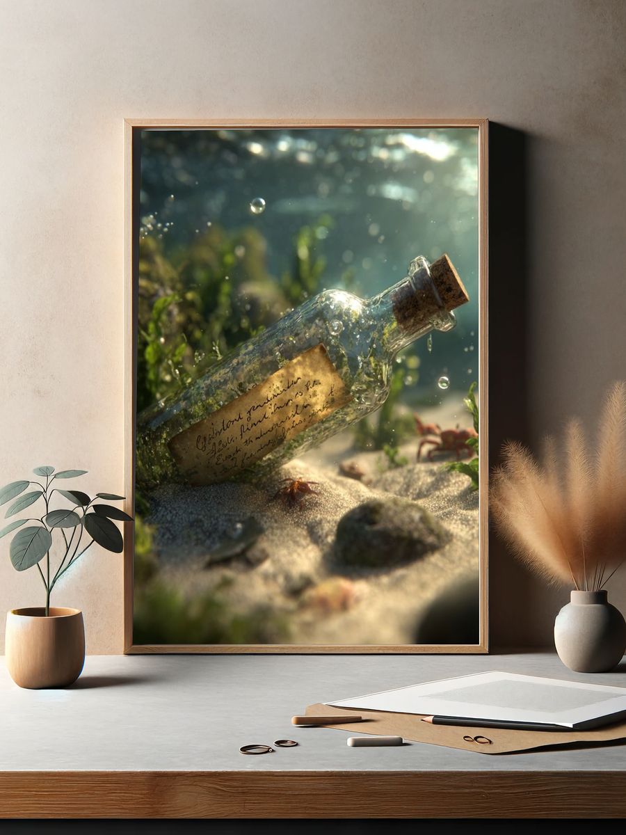 Message in a Bottle — Underwater Photography Print. — room view 2