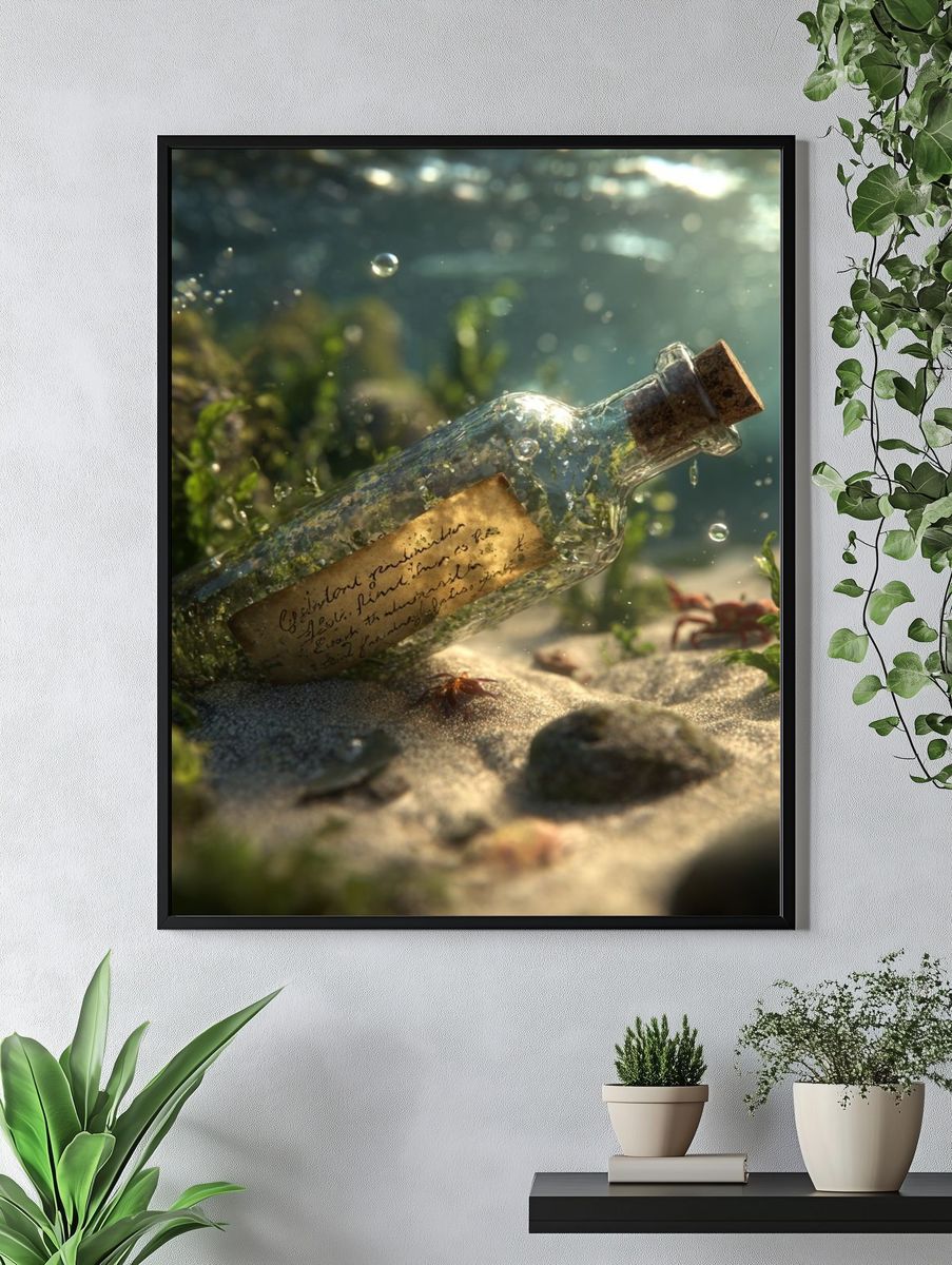 Message in a Bottle — Underwater Photography Print. — room view 4