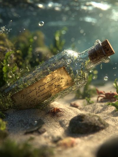 Message in a Bottle — Underwater Photography Print. poster