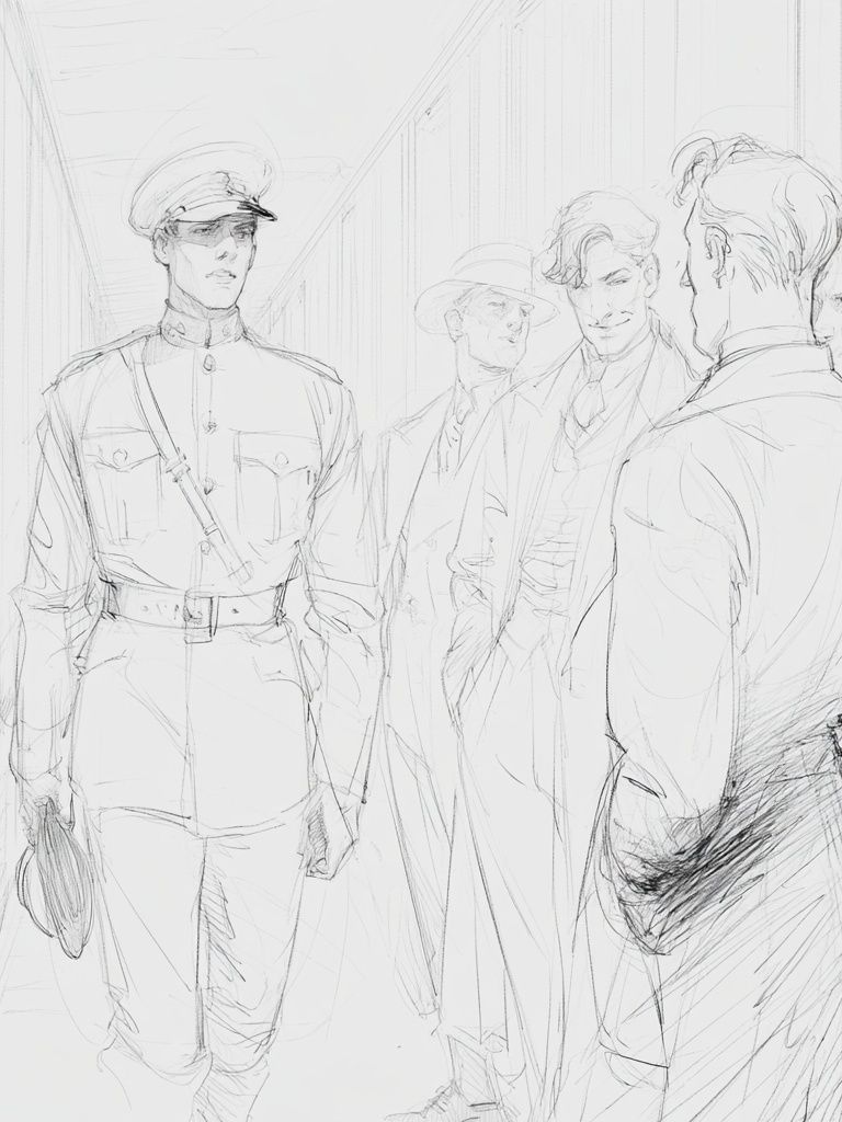 Military Officers Sketch Poster. poster — fine-art art