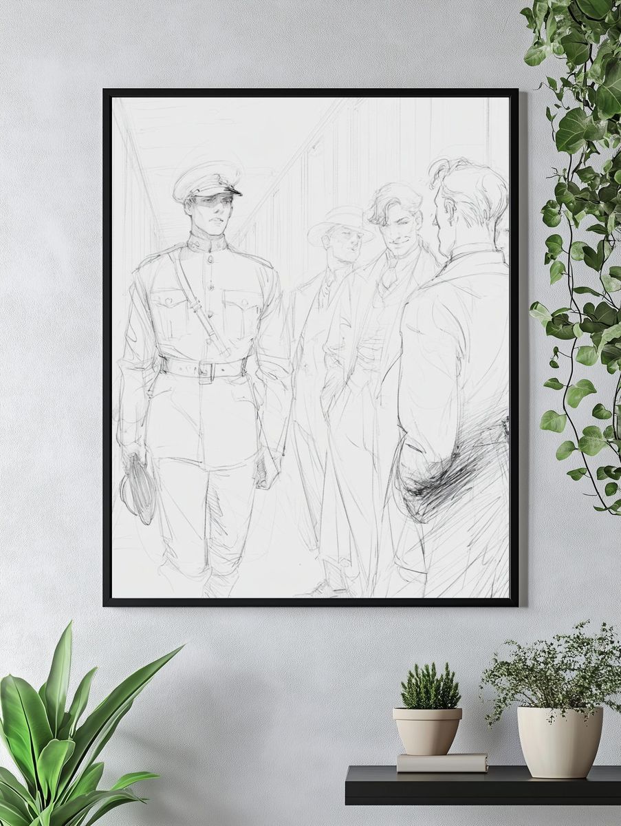 Military Officers Sketch Poster. — room view 4