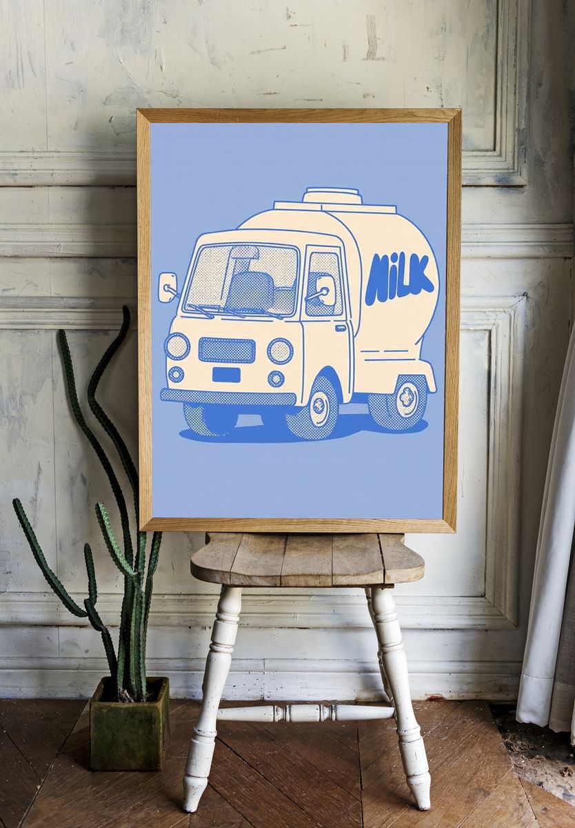 Milk Truck Illustration Poster. — room view 1