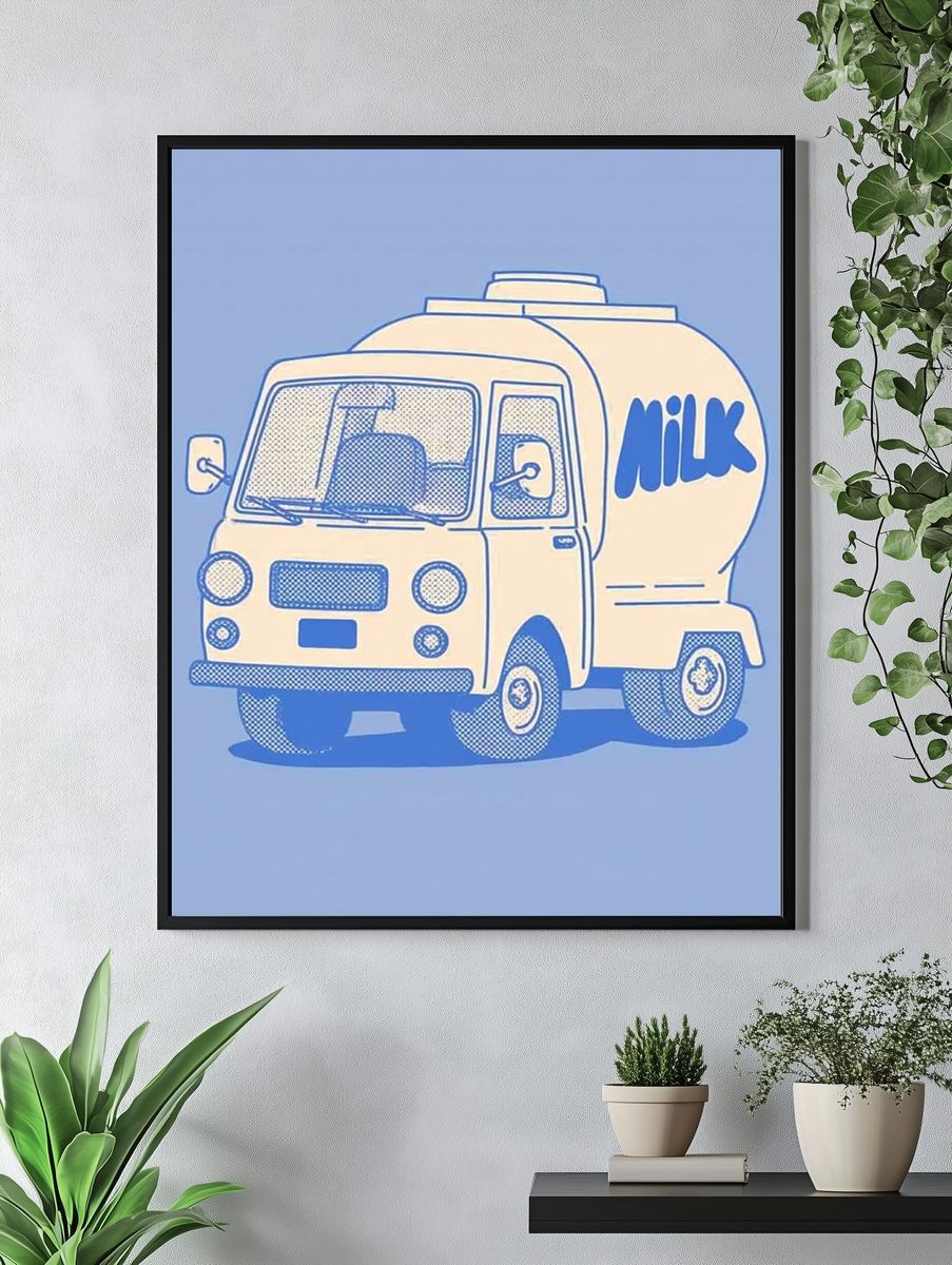 Milk Truck Illustration Poster. — room view 4