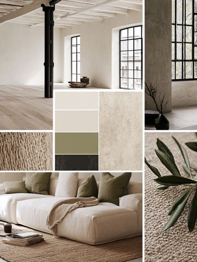 Neutral Japandi Interior Moodboard Print.