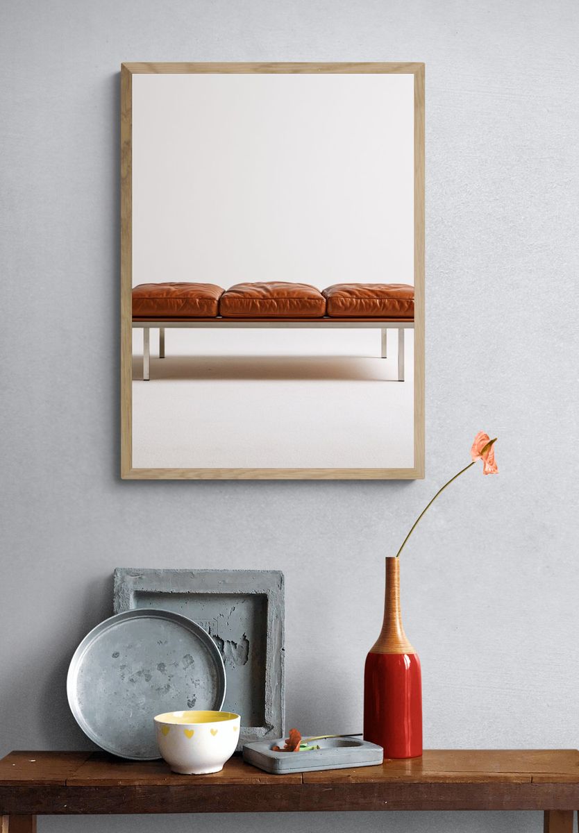 Minimalist Leather Bench Poster. — room view 3