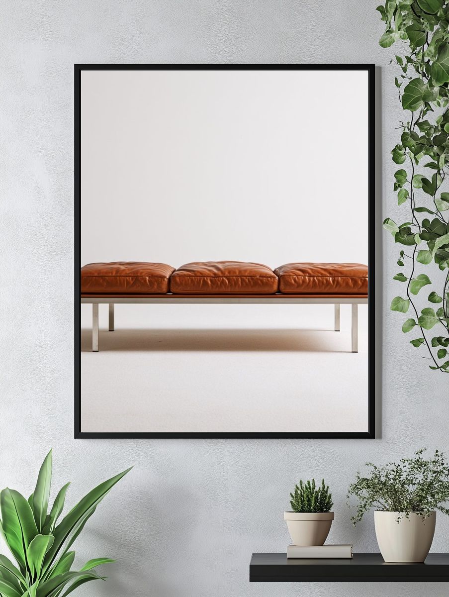 Minimalist Leather Bench Poster. — room view 4