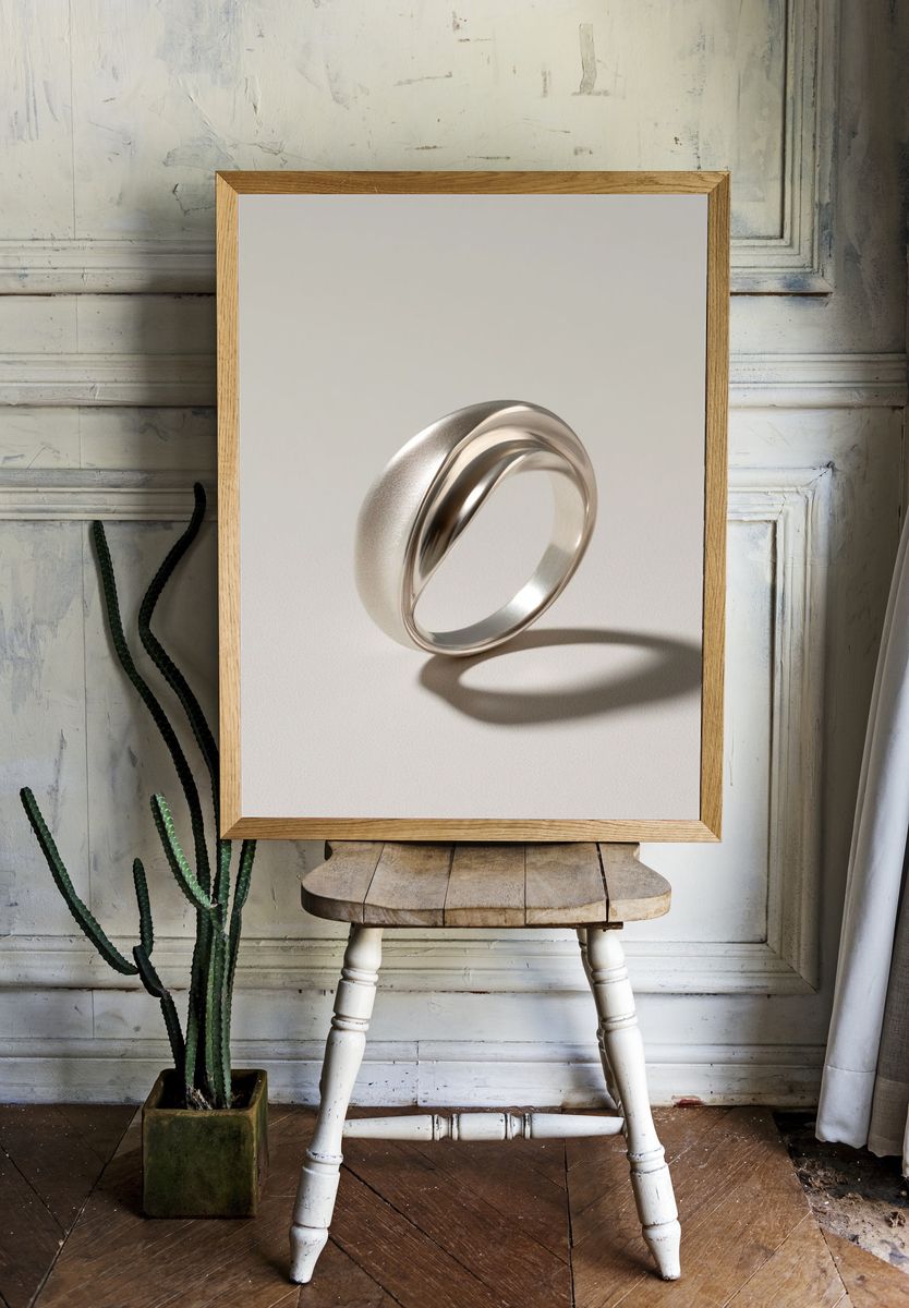 Silver Ring Minimalist Print. room preview