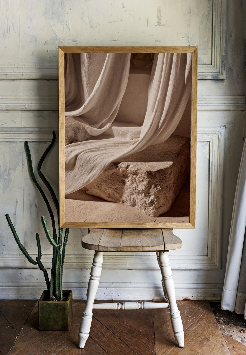 Draped Linen Still Life Print. room preview