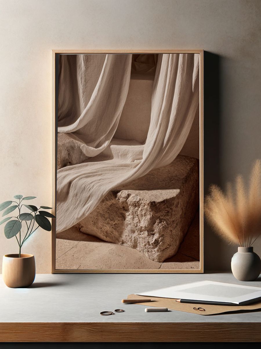 Draped Linen Still Life Print. — room view 2