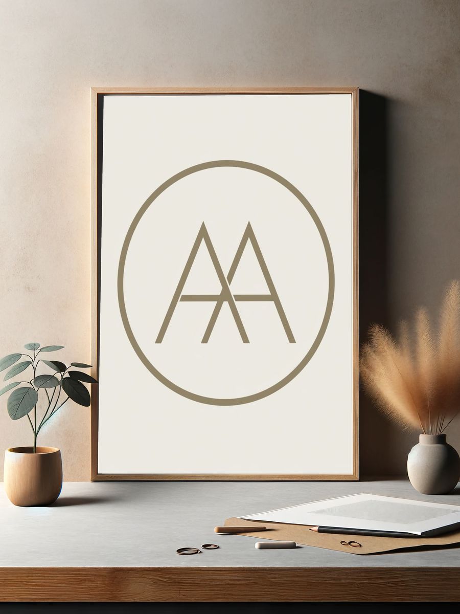 Minimal Monogram Circle Print. — room view 2