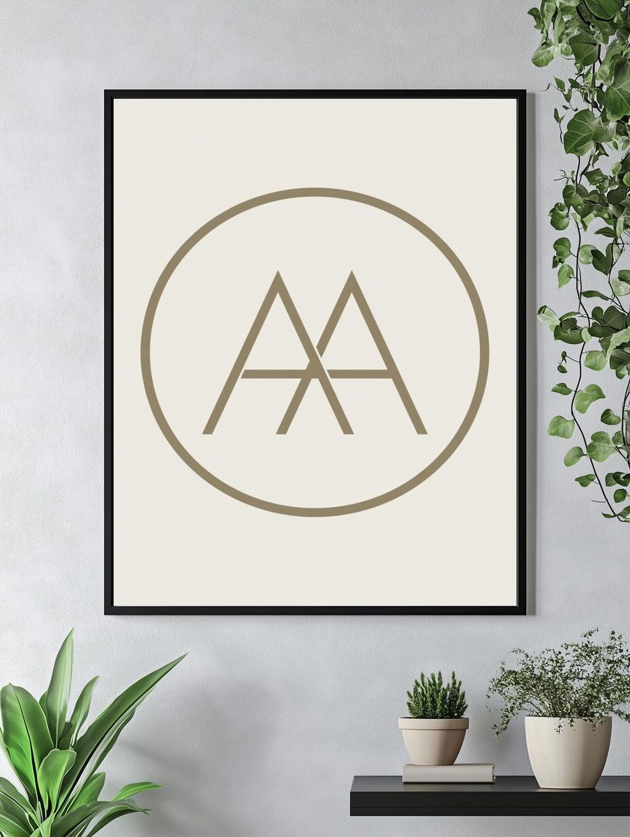 Minimal Monogram Circle Print. — room view 4