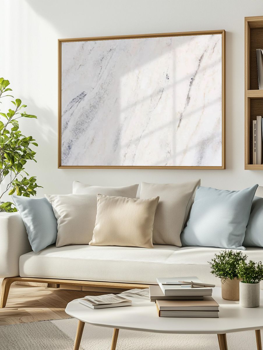 Window shadow white marble background. — room view 2