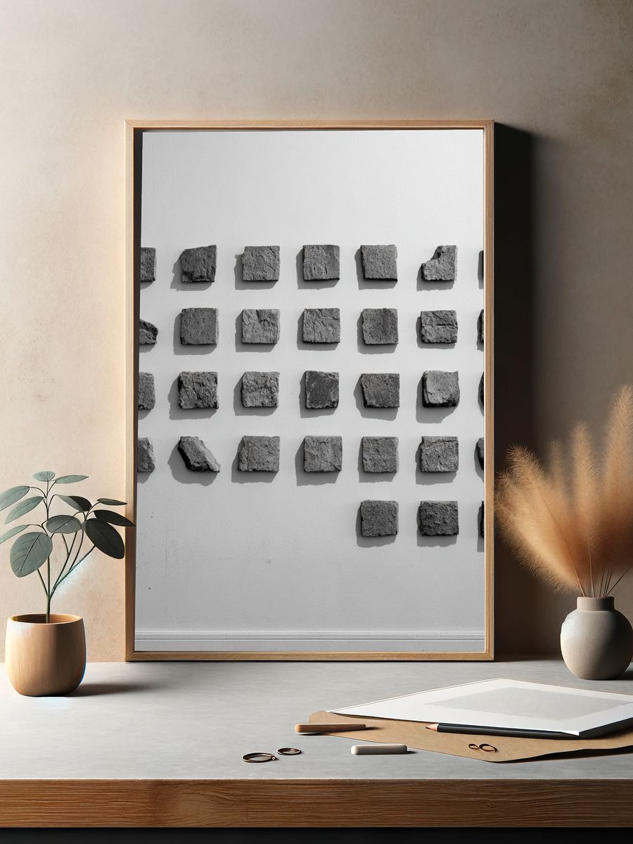 Stone Grid Minimalist Poster. — room view 2