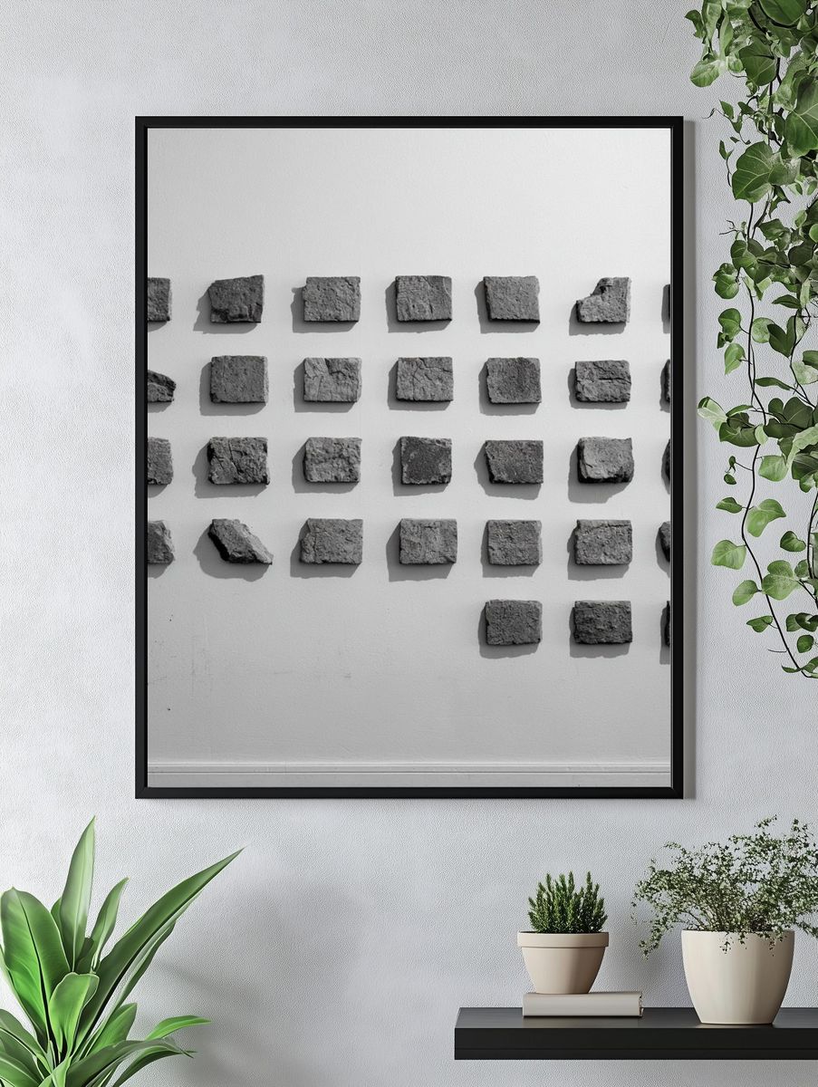 Stone Grid Minimalist Poster. — room view 4