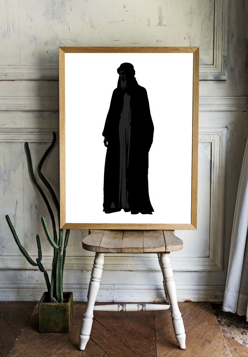Mystic Cloaked Figure Minimalist Print. — room view 1