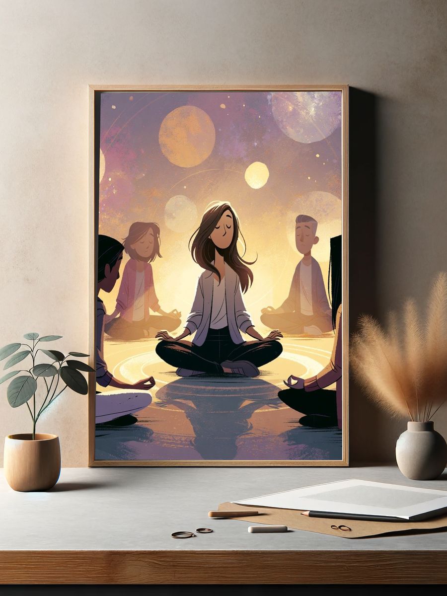 Meditation Circle Illustration Poster. — room view 2