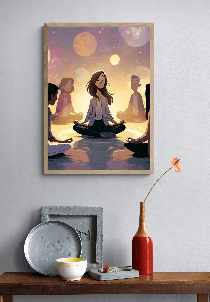 Meditation Circle Illustration Poster. — room view 3