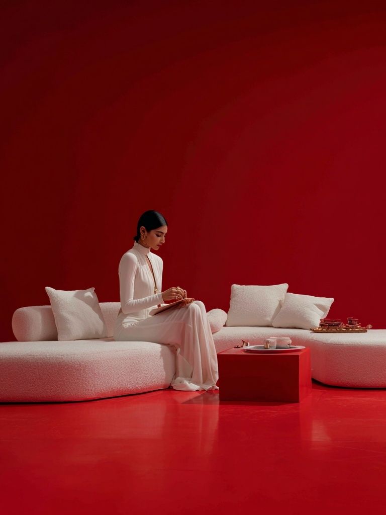 Red Minimalist Interior Poster. poster — minimalist art
