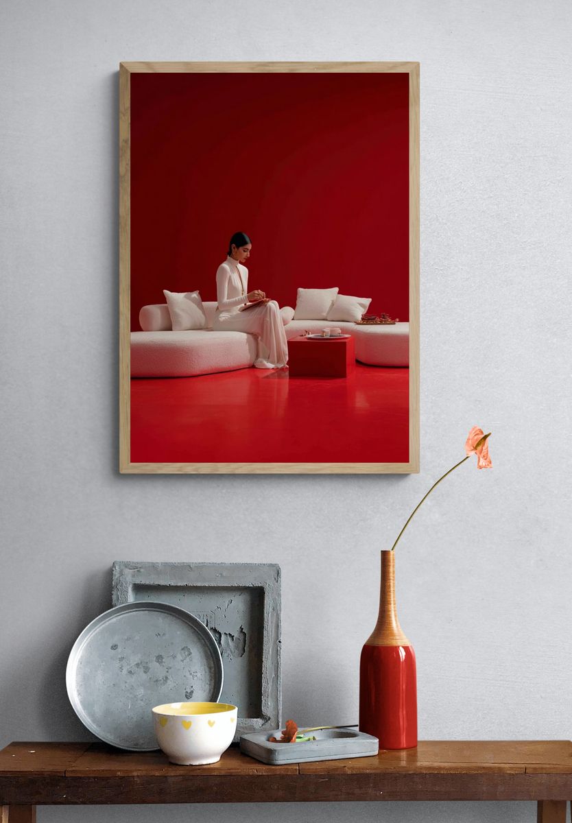 Red Minimalist Interior Poster. — room view 3