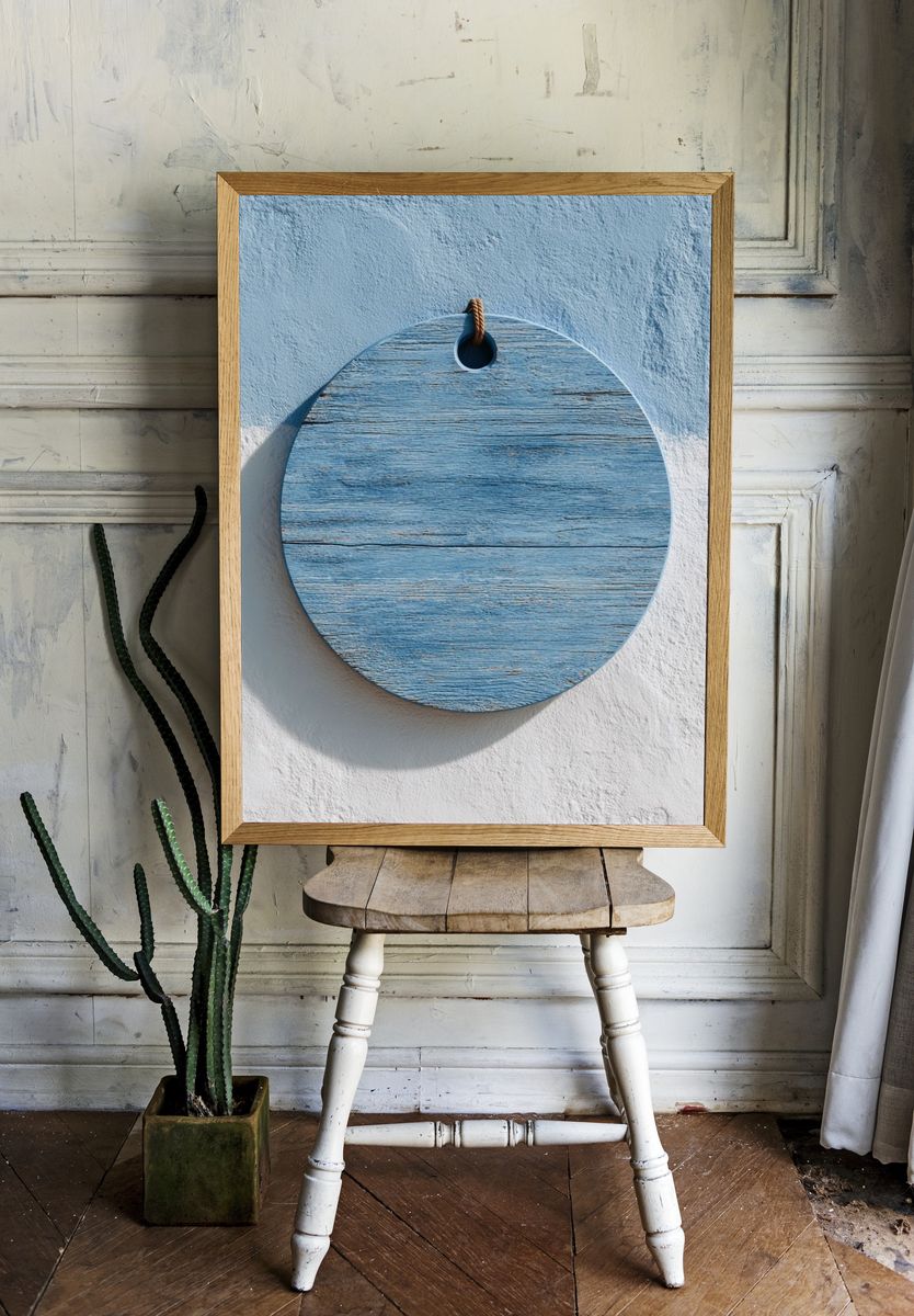 Blue Coastal Wall Hanging Print. room preview