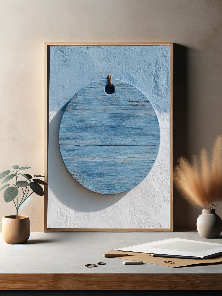 Blue Coastal Wall Hanging Print. — room view 2