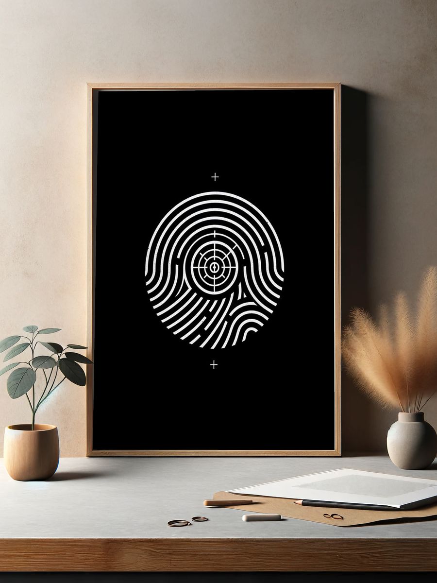 Fingerprint Target Minimalist Poster. — room view 2