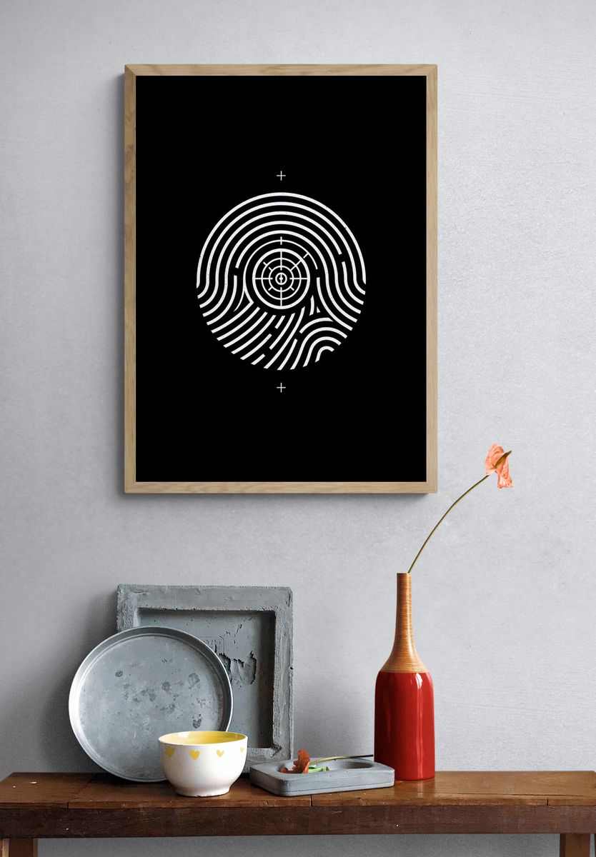 Fingerprint Target Minimalist Poster. — room view 3