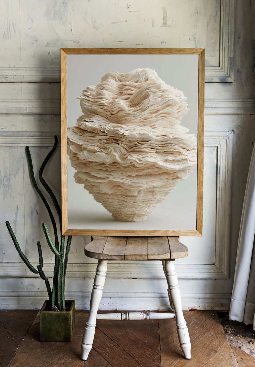 Textured Stone Sculpture Minimalist Print. room preview