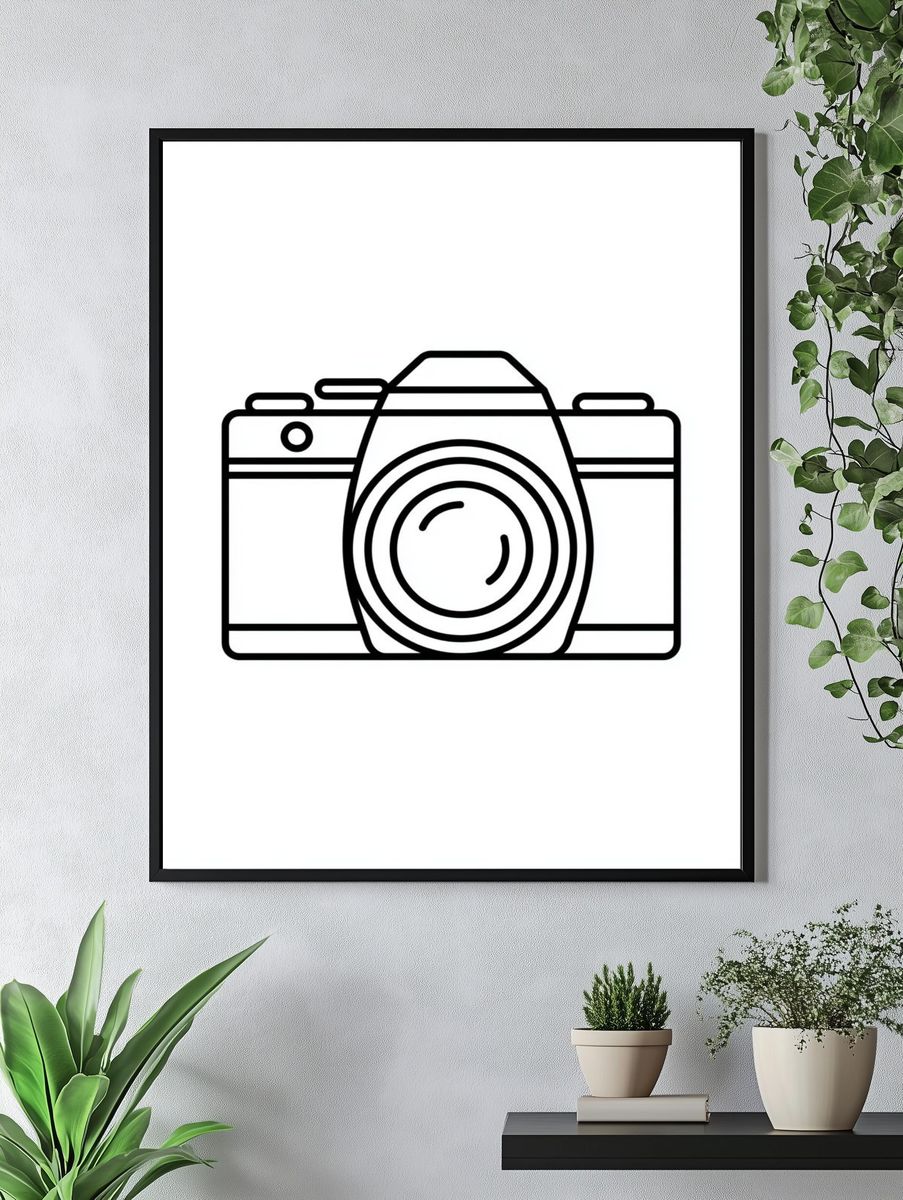 Camera Line Art Poster. — room view 4