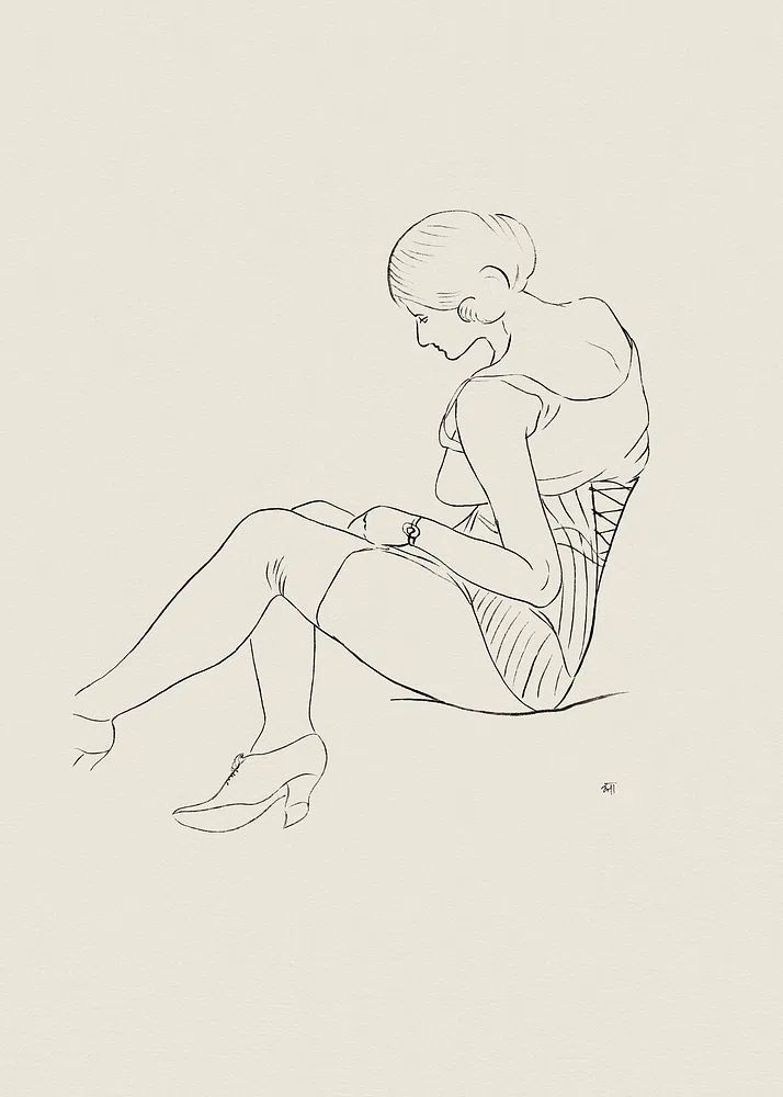 Seated Woman Line Art Poster. poster detail