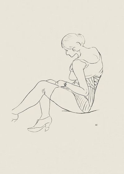 Seated Woman Line Art Poster