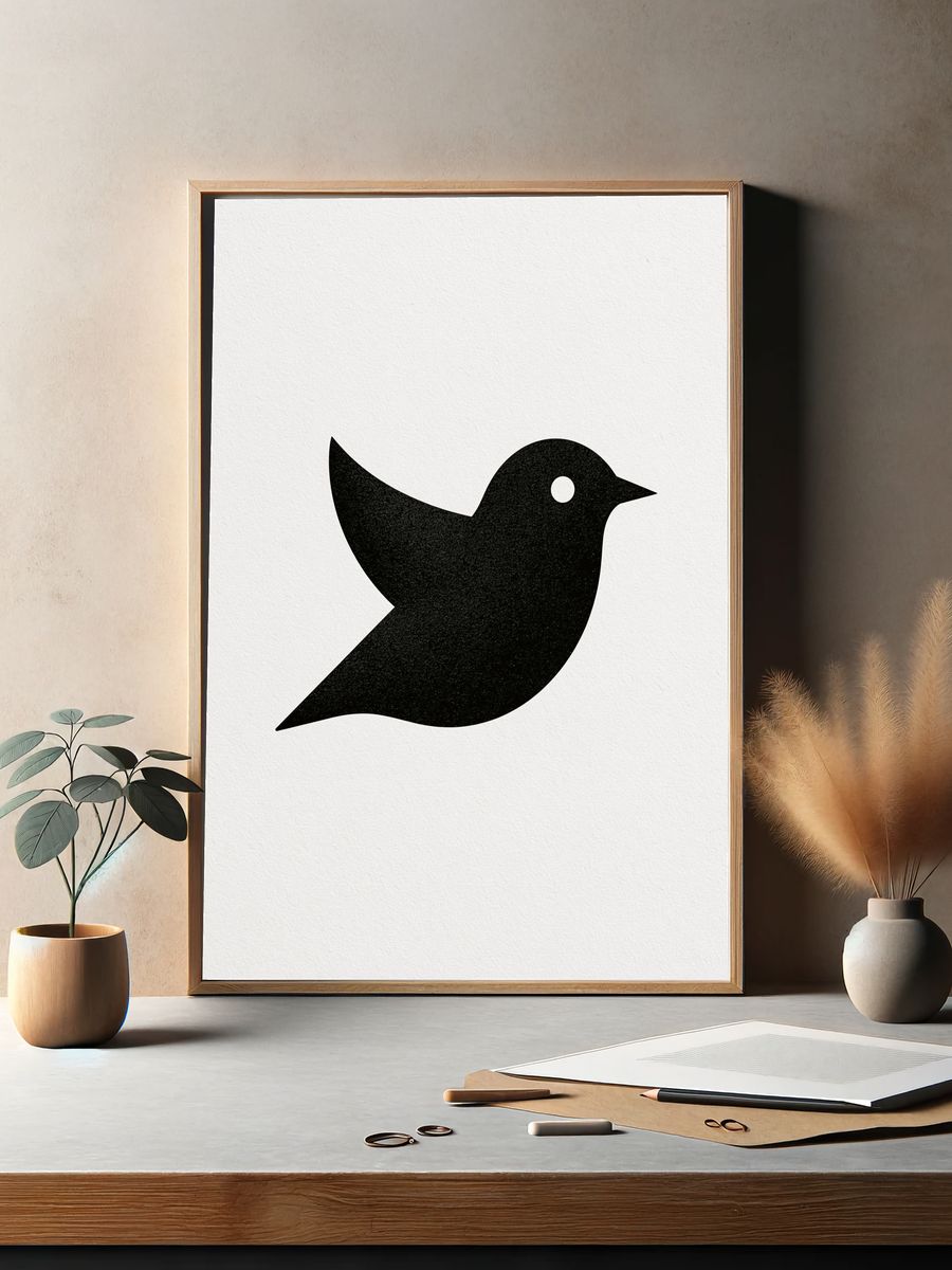 Minimal Bird Silhouette Print. — room view 2